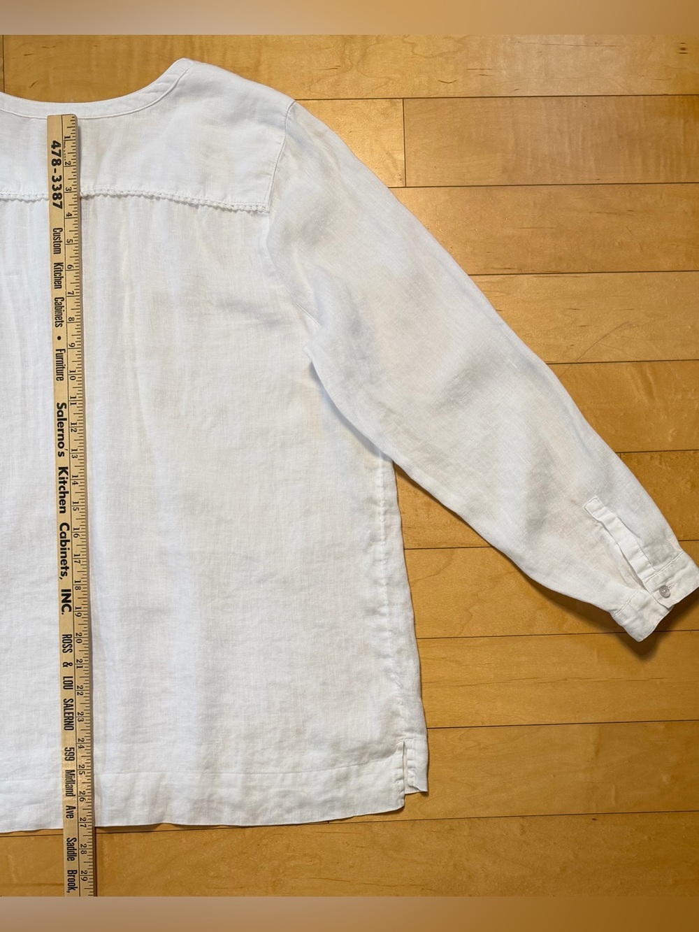 J.Jill 100% Linen Tunic Top Pintuck V neck w. Mother of Pearl Buttons -White- XL - Picture 7 of 10